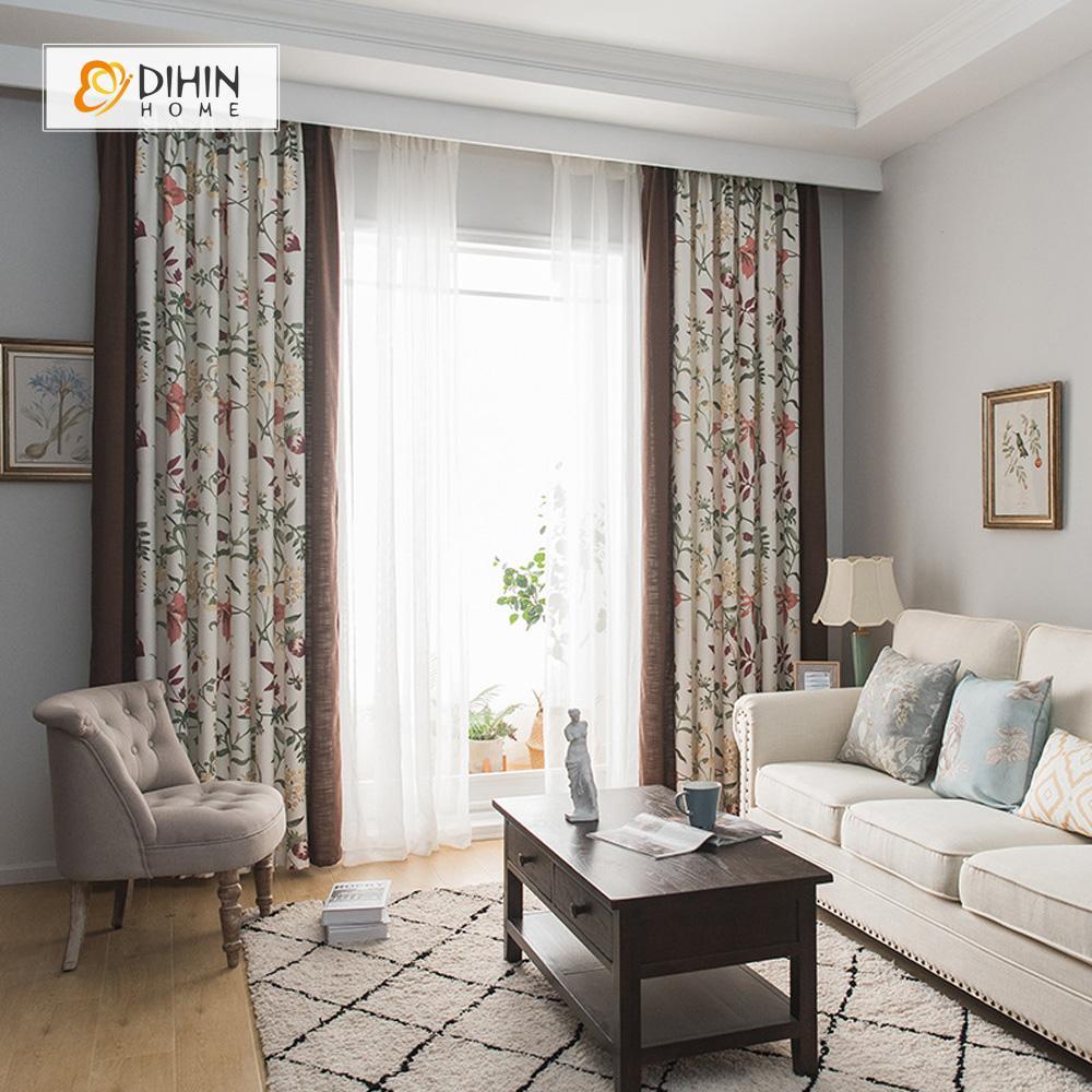 DIHIN HOME Gorgeous Flowers Printed，Blackout Grommet Window Curtain for Living Room ,52x63-inch,1 Panel Roman Shades Curtains Window Blinds custom curtains blackout curtains curtains for living room sheer curtains curtain fabric linen curtains kitchen curtains velvet curtains pinch pleat curtains bay window curtains outdoor curtains pleated curtains floral curtains dining room curtains kitchen valances drapes for bedroom patio curtains nursery curtains grommet curtains