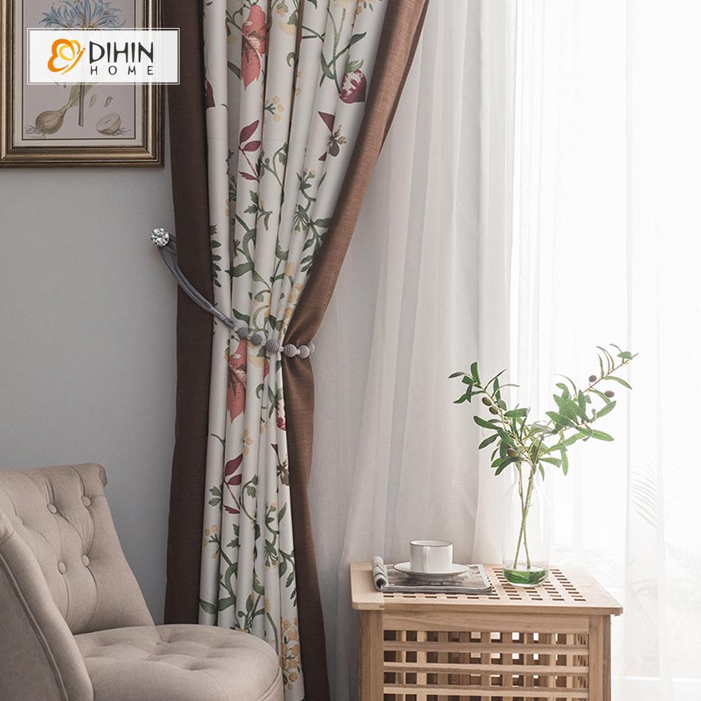 DIHIN HOME Gorgeous Flowers Printed，Blackout Grommet Window Curtain for Living Room ,52x63-inch,1 Panel Roman Shades Curtains Window Blinds custom curtains blackout curtains curtains for living room sheer curtains curtain fabric linen curtains kitchen curtains velvet curtains pinch pleat curtains bay window curtains outdoor curtains pleated curtains floral curtains dining room curtains kitchen valances drapes for bedroom patio curtains nursery curtains grommet curtains