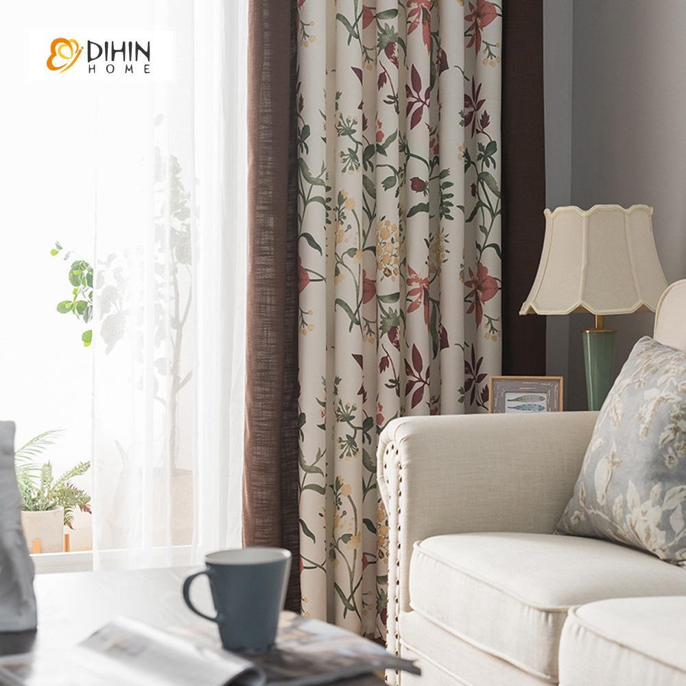DIHIN HOME Gorgeous Flowers Printed，Blackout Grommet Window Curtain for Living Room ,52x63-inch,1 Panel Roman Shades Curtains Window Blinds custom curtains blackout curtains curtains for living room sheer curtains curtain fabric linen curtains kitchen curtains velvet curtains pinch pleat curtains bay window curtains outdoor curtains pleated curtains floral curtains dining room curtains kitchen valances drapes for bedroom patio curtains nursery curtains grommet curtains