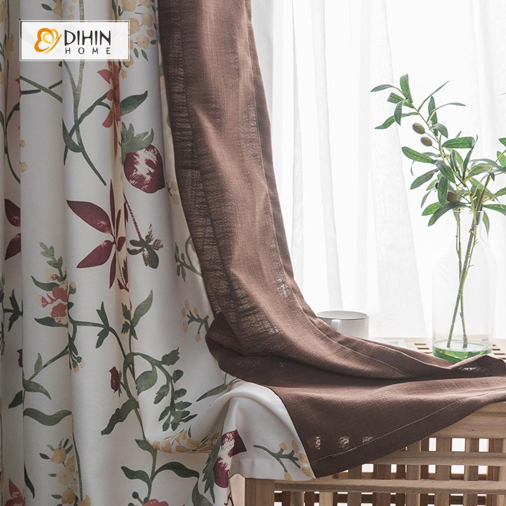DIHIN HOME Gorgeous Flowers Printed，Blackout Grommet Window Curtain for Living Room ,52x63-inch,1 Panel Roman Shades Curtains Window Blinds custom curtains blackout curtains curtains for living room sheer curtains curtain fabric linen curtains kitchen curtains velvet curtains pinch pleat curtains bay window curtains outdoor curtains pleated curtains floral curtains dining room curtains kitchen valances drapes for bedroom patio curtains nursery curtains grommet curtains
