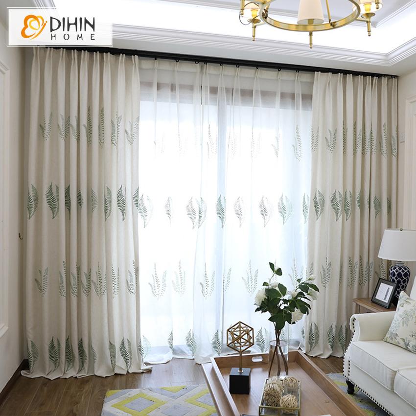 DIHIN HOME Green Aquatic Plant Embroidered ,Blackout Grommet Window Curtain for Living Room ,52x63-inch,1 Panel Roman Shades Curtains Window Blinds custom curtains blackout curtains curtains for living room sheer curtains curtain fabric linen curtains kitchen curtains velvet curtains pinch pleat curtains bay window curtains outdoor curtains pleated curtains floral curtains dining room curtains kitchen valances drapes for bedroom patio curtains nursery curtains grommet curtains