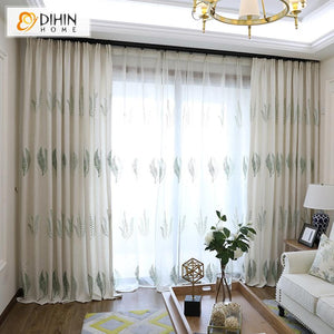 DIHIN HOME Green Aquatic Plant Embroidered ,Blackout Grommet Window Curtain for Living Room ,52x63-inch,1 Panel Roman Shades Curtains Window Blinds custom curtains blackout curtains curtains for living room sheer curtains curtain fabric linen curtains kitchen curtains velvet curtains pinch pleat curtains bay window curtains outdoor curtains pleated curtains floral curtains dining room curtains kitchen valances drapes for bedroom patio curtains nursery curtains grommet curtains