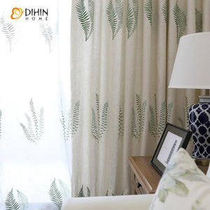 DIHIN HOME Green Aquatic Plant Embroidered ,Blackout Grommet Window Curtain for Living Room ,52x63-inch,1 Panel Roman Shades Curtains Window Blinds custom curtains blackout curtains curtains for living room sheer curtains curtain fabric linen curtains kitchen curtains velvet curtains pinch pleat curtains bay window curtains outdoor curtains pleated curtains floral curtains dining room curtains kitchen valances drapes for bedroom patio curtains nursery curtains grommet curtains