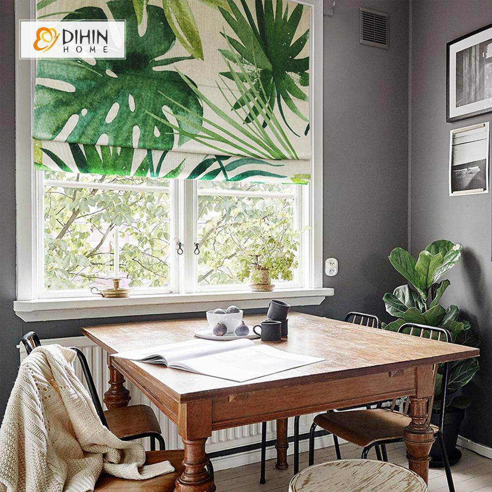 DIHIN HOME Green Botany Printed Roman Shades ,Easy Install Washable Curtains ,Customized Window Curtain Drape, 24"W X 64"H Roman Shades Curtains Window Blinds custom curtains blackout curtains curtains for living room sheer curtains curtain fabric linen curtains kitchen curtains velvet curtains pinch pleat curtains bay window curtains outdoor curtains pleated curtains floral curtains dining room curtains kitchen valances drapes for bedroom patio curtains nursery curtains grommet curtains