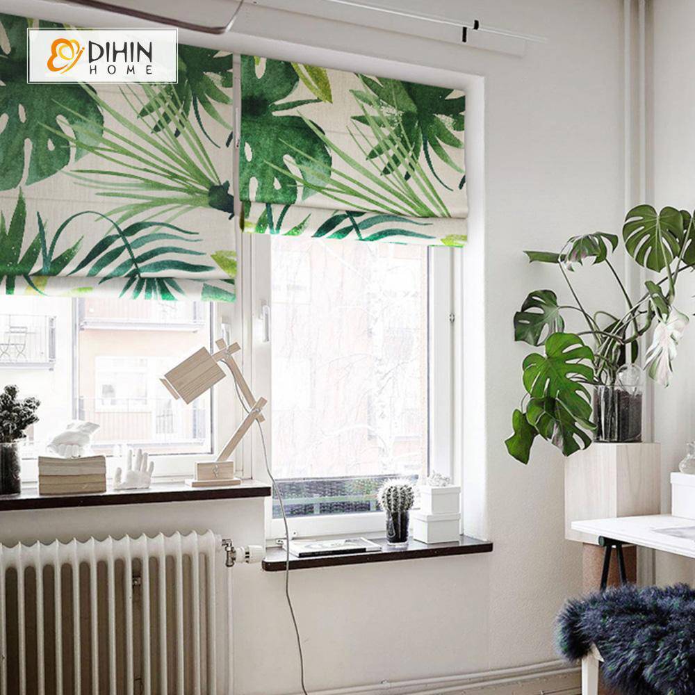DIHIN HOME Green Botany Printed Roman Shades ,Easy Install Washable Curtains ,Customized Window Curtain Drape, 24"W X 64"H Roman Shades Curtains Window Blinds custom curtains blackout curtains curtains for living room sheer curtains curtain fabric linen curtains kitchen curtains velvet curtains pinch pleat curtains bay window curtains outdoor curtains pleated curtains floral curtains dining room curtains kitchen valances drapes for bedroom patio curtains nursery curtains grommet curtains