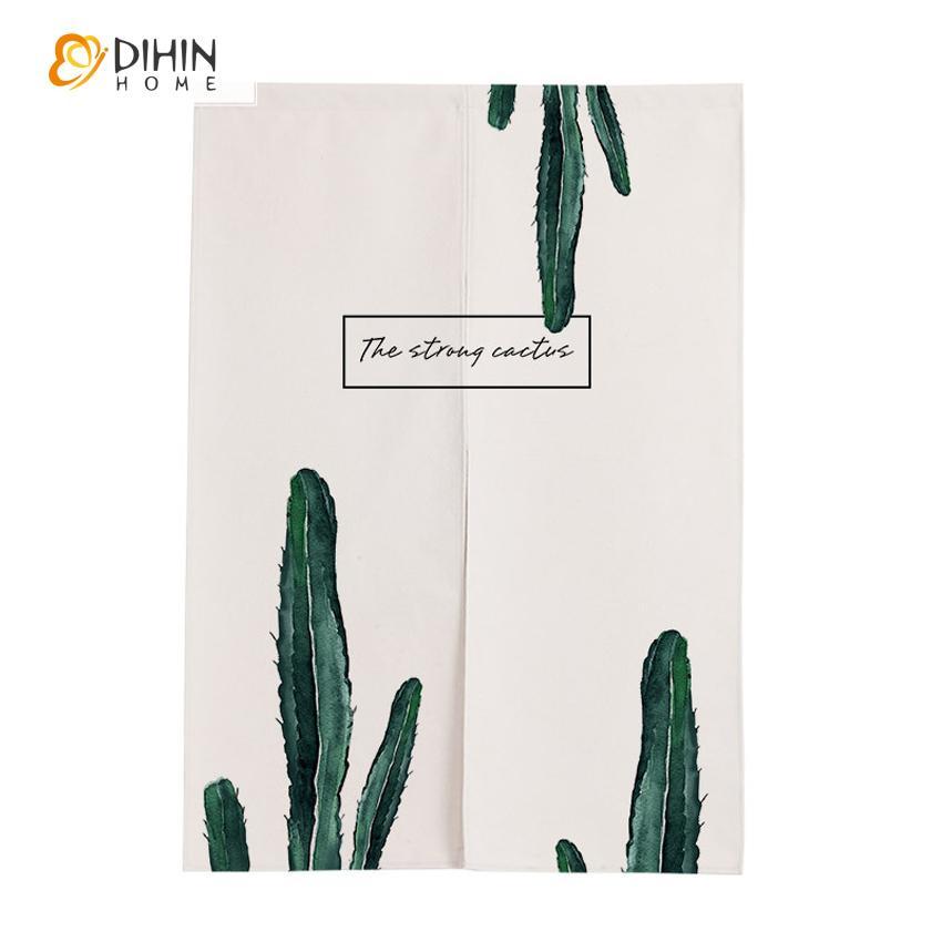 DIHIN HOME Green Cactus Printed Japanese Noren Doorway Curtain Tapestry,Cotton Linen,Door Way Curtain Door Hanging Tapestry,33.5''Wx59''L,1 Panel Roman Shades Window Curtains Curtains Window Blinds Curtains Drapes linen drapery curtains and drapes windows drapes custom curtains blackout curtains curtains for living room window shades sheer curtains curtain fabric window treatments custom drapery