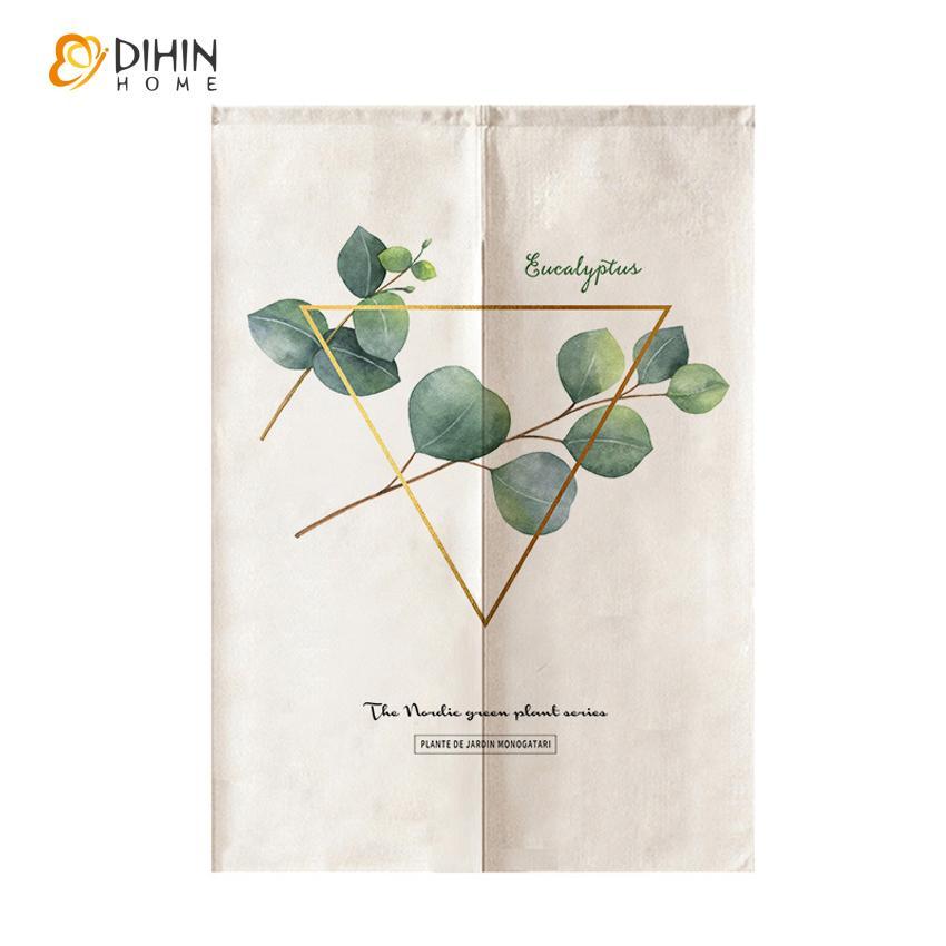 DIHIN HOME Green Leave With Triangle Printed Japanese Noren Doorway Curtain Tapestry,Cotton Linen,Door Way Curtain Door Hanging Tapestry,33.5''Wx59''L,1 Panel Roman Shades Window Curtains Curtains Window Blinds Curtains Drapes linen drapery curtains and drapes windows drapes custom curtains blackout curtains curtains for living room window shades sheer curtains curtain fabric window treatments custom drapery