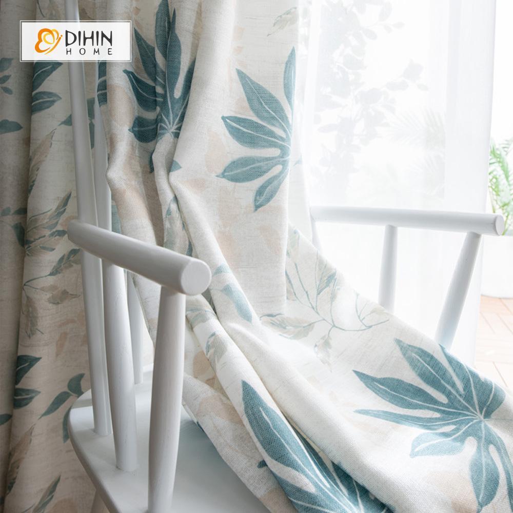 DIHIN HOME Green Leaves Printed curtain，Blackout Grommet Window Curtain for Living Room ,52x63-inch,1 Panel Roman Shades Curtains Window Blinds custom curtains blackout curtains curtains for living room sheer curtains curtain fabric linen curtains kitchen curtains velvet curtains pinch pleat curtains bay window curtains outdoor curtains pleated curtains floral curtains dining room curtains kitchen valances drapes for bedroom patio curtains nursery curtains grommet curtains