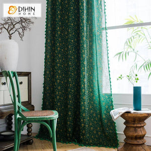 DIHIN HOME Green Loverly Printed Curtains With Lace ,Blackout Grommet Window Curtain for Living Room ,52x63-inch,1 Panel Roman Shades Curtains Window Blinds custom curtains blackout curtains curtains for living room sheer curtains curtain fabric linen curtains kitchen curtains velvet curtains pinch pleat curtains bay window curtains outdoor curtains pleated curtains floral curtains dining room curtains kitchen valances drapes for bedroom patio curtains nursery curtains grommet curtains