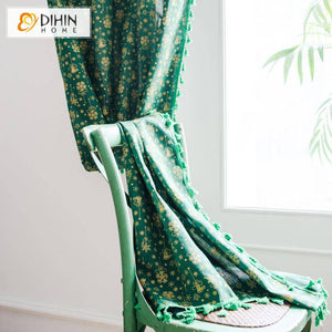 DIHIN HOME Green Loverly Printed Curtains With Lace ,Blackout Grommet Window Curtain for Living Room ,52x63-inch,1 Panel Roman Shades Curtains Window Blinds custom curtains blackout curtains curtains for living room sheer curtains curtain fabric linen curtains kitchen curtains velvet curtains pinch pleat curtains bay window curtains outdoor curtains pleated curtains floral curtains dining room curtains kitchen valances drapes for bedroom patio curtains nursery curtains grommet curtains