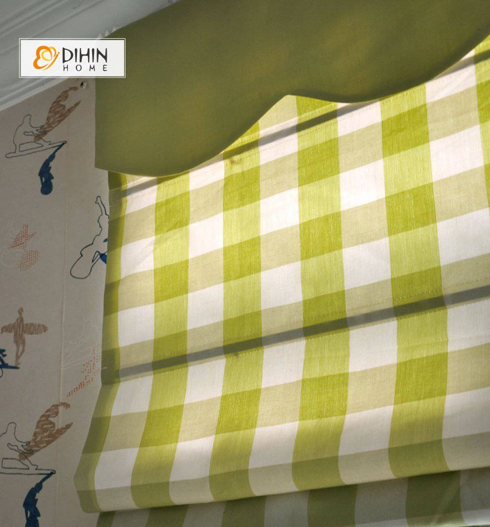 DIHIN HOME Green Plaid Printed Roman Shades ,Easy Install Washable Curtains ,Customized Window Curtain Drape, 24"W X 64"H Roman Shades Curtains Window Blinds custom curtains blackout curtains curtains for living room sheer curtains curtain fabric linen curtains kitchen curtains velvet curtains pinch pleat curtains bay window curtains outdoor curtains pleated curtains floral curtains dining room curtains kitchen valances drapes for bedroom patio curtains nursery curtains grommet curtains