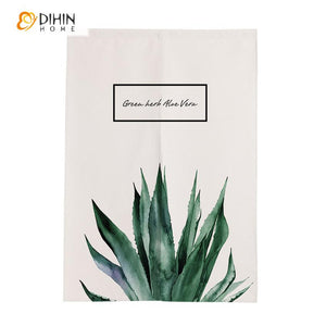 DIHIN HOME Green Plant Printed Japanese Noren Doorway Curtain Tapestry,Cotton Linen,Door Way Curtain Door Hanging Tapestry,33.5''Wx59''L,1 Panel Roman Shades Window Curtains Curtains Window Blinds Curtains Drapes linen drapery curtains and drapes windows drapes custom curtains blackout curtains curtains for living room window shades sheer curtains curtain fabric window treatments custom drapery