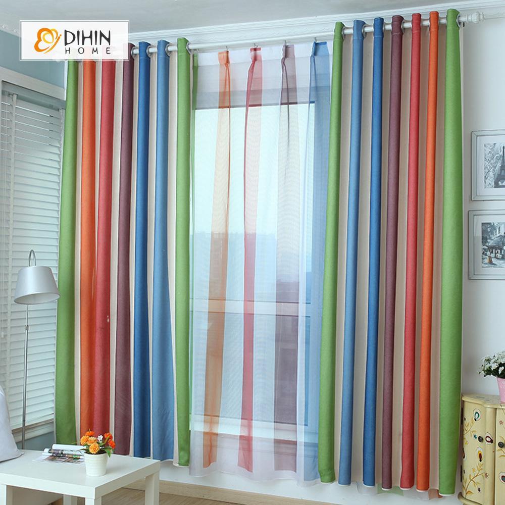 DIHIN HOME Green Rainbow Printed，Blackout Grommet Window Curtain for Living Room ,52x63-inch,1 Panel Roman Shades Curtains Window Blinds custom curtains blackout curtains curtains for living room sheer curtains curtain fabric linen curtains kitchen curtains velvet curtains pinch pleat curtains bay window curtains outdoor curtains pleated curtains floral curtains dining room curtains kitchen valances drapes for bedroom patio curtains nursery curtains grommet curtains