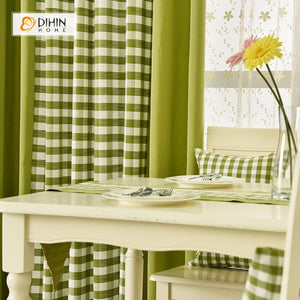 DIHIN HOME Green Square Printed，Blackout Grommet Window Curtain for Living Room ,52x63-inch,1 Panel Roman Shades Curtains Window Blinds custom curtains blackout curtains curtains for living room sheer curtains curtain fabric linen curtains kitchen curtains velvet curtains pinch pleat curtains bay window curtains outdoor curtains pleated curtains floral curtains dining room curtains kitchen valances drapes for bedroom patio curtains nursery curtains grommet curtains