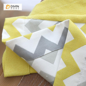 DIHIN HOME Grey and Yellow Wave Printed，Blackout Grommet Window Curtain for Living Room ,52x63-inch,1 Panel Roman Shades Curtains Window Blinds custom curtains blackout curtains curtains for living room sheer curtains curtain fabric linen curtains kitchen curtains velvet curtains pinch pleat curtains bay window curtains outdoor curtains pleated curtains floral curtains dining room curtains kitchen valances drapes for bedroom patio curtains nursery curtains grommet curtains
