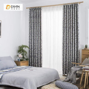 DIHIN HOME Grey Leaves Printed，Blackout Grommet Window Curtain for Living Room ,52x63-inch,1 Panel Roman Shades Curtains Window Blinds custom curtains blackout curtains curtains for living room sheer curtains curtain fabric linen curtains kitchen curtains velvet curtains pinch pleat curtains bay window curtains outdoor curtains pleated curtains floral curtains dining room curtains kitchen valances drapes for bedroom patio curtains nursery curtains grommet curtains