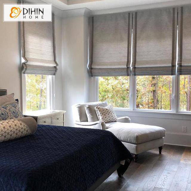 DIHIN HOME Grey Stripes Printed Roman Shades ,Easy Install Washable Curtains ,Customized Window Curtain Drape, 24"W X 64"H Roman Shades Curtains Window Blinds custom curtains blackout curtains curtains for living room sheer curtains curtain fabric linen curtains kitchen curtains velvet curtains pinch pleat curtains bay window curtains outdoor curtains pleated curtains floral curtains dining room curtains kitchen valances drapes for bedroom patio curtains nursery curtains grommet curtains