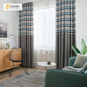 DIHIN HOME Half Black Blue Grey Stripes Printed，Blackout Grommet Window Curtain for Living Room ,52x63-inch,1 Panel Roman Shades Curtains Window Blinds custom curtains blackout curtains curtains for living room sheer curtains curtain fabric linen curtains kitchen curtains velvet curtains pinch pleat curtains bay window curtains outdoor curtains pleated curtains floral curtains dining room curtains kitchen valances drapes for bedroom patio curtains nursery curtains grommet curtains