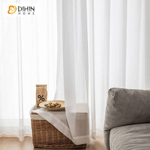 DIHIN HOME High Density Striped White Color,Grommet Window Sheer Curtain for Living Room ,52x63-inch,1 Panel Roman Shades Curtains Window Blinds custom curtains blackout curtains curtains for living room sheer curtains curtain fabric linen curtains kitchen curtains velvet curtains pinch pleat curtains bay window curtains outdoor curtains pleated curtains floral curtains dining room curtains kitchen valances drapes for bedroom patio curtains nursery curtains grommet curtains