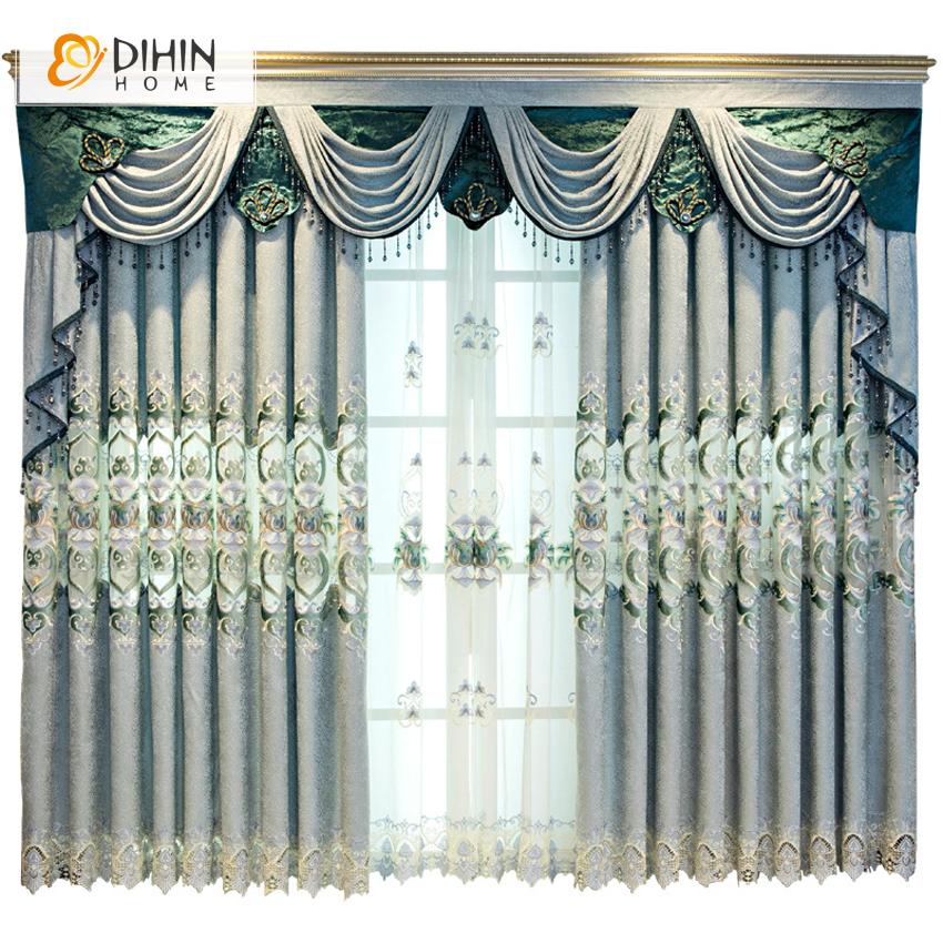 DIHIN HOME High-grade European Pastoral Curtains Embroidered Valance ,Blackout Curtains Grommet Window Curtain for Living Room ,52x84-inch,1 Panel Roman Shades Curtains Window Blinds custom curtains blackout curtains curtains for living room sheer curtains curtain fabric linen curtains kitchen curtains velvet curtains pinch pleat curtains bay window curtains outdoor curtains pleated curtains floral curtains dining room curtains kitchen valances drapes for bedroom patio curtains nursery curtains grommet curt