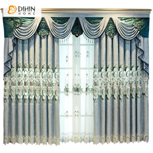 DIHIN HOME High-grade European Pastoral Curtains Embroidered Valance ,Blackout Curtains Grommet Window Curtain for Living Room ,52x84-inch,1 Panel Roman Shades Curtains Window Blinds custom curtains blackout curtains curtains for living room sheer curtains curtain fabric linen curtains kitchen curtains velvet curtains pinch pleat curtains bay window curtains outdoor curtains pleated curtains floral curtains dining room curtains kitchen valances drapes for bedroom patio curtains nursery curtains grommet curt