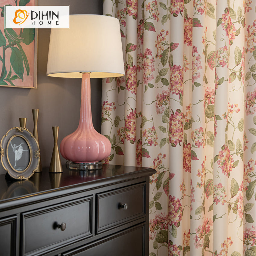 DIHIN HOME High Precision Garden Hydrangea Printed Curtain,Blackout Grommet Window Curtain for Living Room ,52x63-inch,1 Panel Roman Shades Curtains Window Blinds custom curtains blackout curtains curtains for living room sheer curtains curtain fabric linen curtains kitchen curtains velvet curtains pinch pleat curtains bay window curtains outdoor curtains pleated curtains floral curtains dining room curtains kitchen valances drapes for bedroom patio curtains nursery curtains grommet curtains