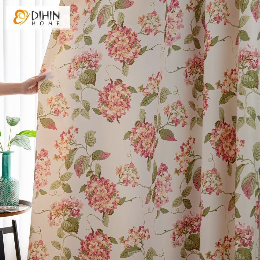 DIHIN HOME High Precision Garden Hydrangea Printed Curtain,Blackout Grommet Window Curtain for Living Room ,52x63-inch,1 Panel Roman Shades Curtains Window Blinds custom curtains blackout curtains curtains for living room sheer curtains curtain fabric linen curtains kitchen curtains velvet curtains pinch pleat curtains bay window curtains outdoor curtains pleated curtains floral curtains dining room curtains kitchen valances drapes for bedroom patio curtains nursery curtains grommet curtains
