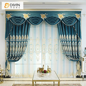 DIHIN HOME High Quality Blue Color Embroidered Curtain Fashion Valance ,Blackout Curtains Grommet Window Curtain for Living Room ,52x84-inch,1 Panel Roman Shades Curtains Window Blinds custom curtains blackout curtains curtains for living room sheer curtains curtain fabric linen curtains kitchen curtains velvet curtains pinch pleat curtains bay window curtains outdoor curtains pleated curtains floral curtains dining room curtains kitchen valances drapes for bedroom patio curtains nursery curtains grommet cu