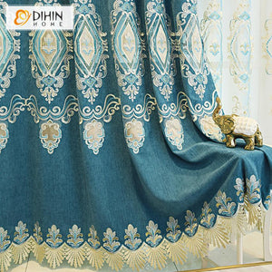 DIHIN HOME High Quality Blue Color Embroidered Curtain Fashion Valance ,Blackout Curtains Grommet Window Curtain for Living Room ,52x84-inch,1 Panel Roman Shades Curtains Window Blinds custom curtains blackout curtains curtains for living room sheer curtains curtain fabric linen curtains kitchen curtains velvet curtains pinch pleat curtains bay window curtains outdoor curtains pleated curtains floral curtains dining room curtains kitchen valances drapes for bedroom patio curtains nursery curtains grommet cu