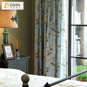 DIHIN HOME High Quality Cotton Linen Blue Flowers Printed Curtains,Blackout Grommet Window Curtain for Living Room ,52x63-inch,1 Panel Roman Shades Curtains Window Blinds custom curtains blackout curtains curtains for living room sheer curtains curtain fabric linen curtains kitchen curtains velvet curtains pinch pleat curtains bay window curtains outdoor curtains pleated curtains floral curtains dining room curtains kitchen valances drapes for bedroom patio curtains nursery curtains grommet curtains