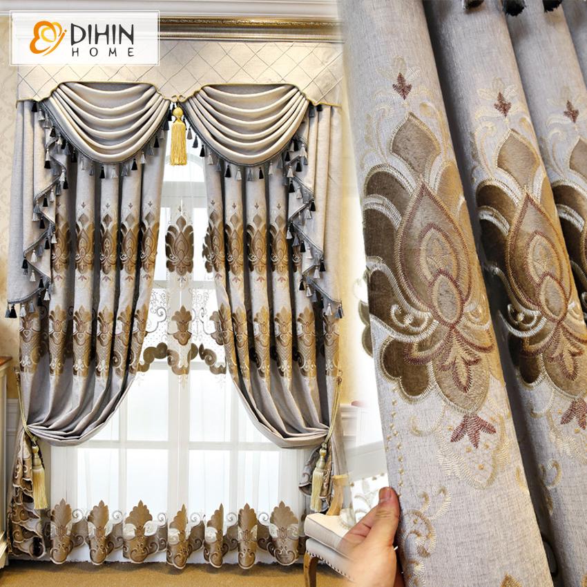 DIHIN HOME High Quality Embroidered Curtain Customized Valance ,Blackout Curtains Grommet Window Curtain for Living Room ,52x84-inch,1 Panel Roman Shades Curtains Window Blinds custom curtains blackout curtains curtains for living room sheer curtains curtain fabric linen curtains kitchen curtains velvet curtains pinch pleat curtains bay window curtains outdoor curtains pleated curtains floral curtains dining room curtains kitchen valances drapes for bedroom patio curtains nursery curtains grommet curtains