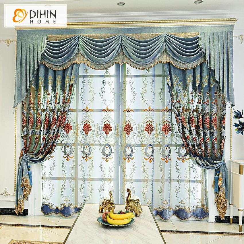 DIHIN HOME High Quality Embroidered Curtain Window Valance ,Blackout Curtains Grommet Window Curtain for Living Room ,52x84-inch,1 Panel Roman Shades Curtains Window Blinds custom curtains blackout curtains curtains for living room sheer curtains curtain fabric linen curtains kitchen curtains velvet curtains pinch pleat curtains bay window curtains outdoor curtains pleated curtains floral curtains dining room curtains kitchen valances drapes for bedroom patio curtains nursery curtains grommet curtains