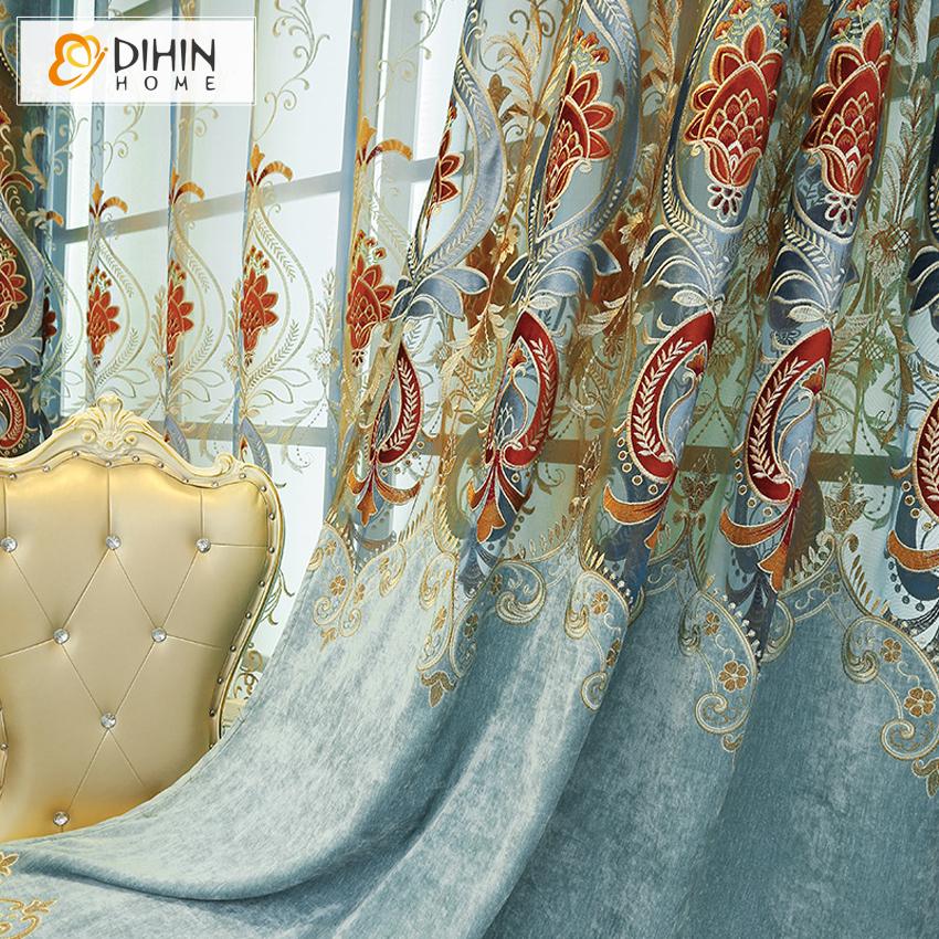 DIHIN HOME High Quality Embroidered Curtain Window Valance ,Blackout Curtains Grommet Window Curtain for Living Room ,52x84-inch,1 Panel Roman Shades Curtains Window Blinds custom curtains blackout curtains curtains for living room sheer curtains curtain fabric linen curtains kitchen curtains velvet curtains pinch pleat curtains bay window curtains outdoor curtains pleated curtains floral curtains dining room curtains kitchen valances drapes for bedroom patio curtains nursery curtains grommet curtains