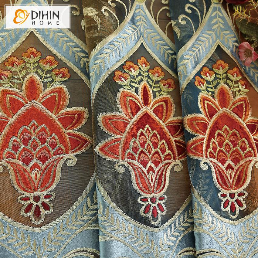 DIHIN HOME High Quality Embroidered Curtain Window Valance ,Blackout Curtains Grommet Window Curtain for Living Room ,52x84-inch,1 Panel Roman Shades Curtains Window Blinds custom curtains blackout curtains curtains for living room sheer curtains curtain fabric linen curtains kitchen curtains velvet curtains pinch pleat curtains bay window curtains outdoor curtains pleated curtains floral curtains dining room curtains kitchen valances drapes for bedroom patio curtains nursery curtains grommet curtains