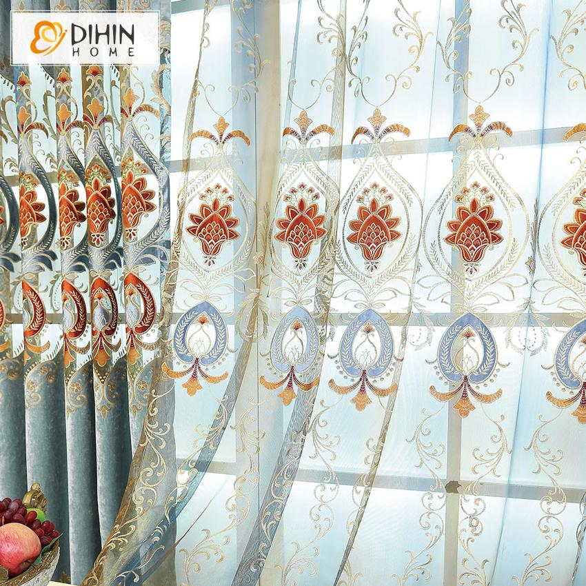 DIHIN HOME High Quality Embroidered Curtain Window Valance ,Blackout Curtains Grommet Window Curtain for Living Room ,52x84-inch,1 Panel Roman Shades Curtains Window Blinds custom curtains blackout curtains curtains for living room sheer curtains curtain fabric linen curtains kitchen curtains velvet curtains pinch pleat curtains bay window curtains outdoor curtains pleated curtains floral curtains dining room curtains kitchen valances drapes for bedroom patio curtains nursery curtains grommet curtains
