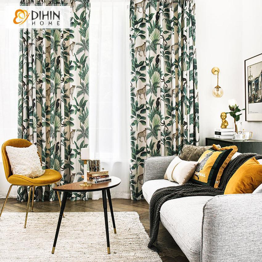 DIHIN HOME High Quality Green Forest and Monkey Printed Curtains,Blackout Grommet Window Curtain for Living Room ,52x63-inch,1 Panel Roman Shades Curtains Window Blinds custom curtains blackout curtains curtains for living room sheer curtains curtain fabric linen curtains kitchen curtains velvet curtains pinch pleat curtains bay window curtains outdoor curtains pleated curtains floral curtains dining room curtains kitchen valances drapes for bedroom patio curtains nursery curtains grommet curtains