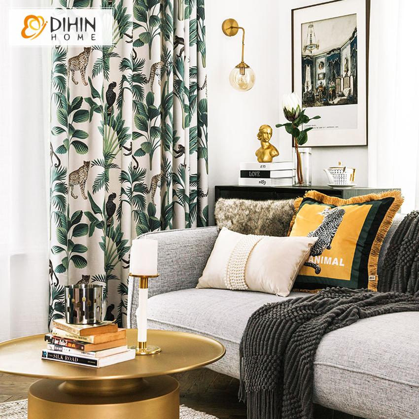 DIHIN HOME High Quality Green Forest and Monkey Printed Curtains,Blackout Grommet Window Curtain for Living Room ,52x63-inch,1 Panel Roman Shades Curtains Window Blinds custom curtains blackout curtains curtains for living room sheer curtains curtain fabric linen curtains kitchen curtains velvet curtains pinch pleat curtains bay window curtains outdoor curtains pleated curtains floral curtains dining room curtains kitchen valances drapes for bedroom patio curtains nursery curtains grommet curtains