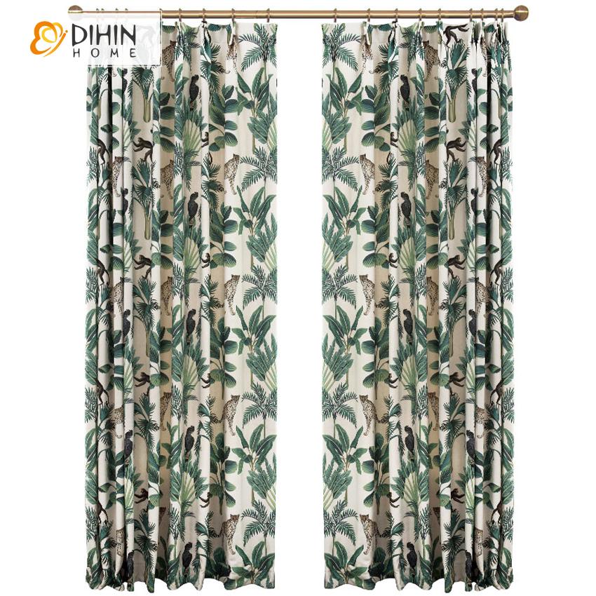 DIHIN HOME High Quality Green Forest and Monkey Printed Curtains,Blackout Grommet Window Curtain for Living Room ,52x63-inch,1 Panel Roman Shades Curtains Window Blinds custom curtains blackout curtains curtains for living room sheer curtains curtain fabric linen curtains kitchen curtains velvet curtains pinch pleat curtains bay window curtains outdoor curtains pleated curtains floral curtains dining room curtains kitchen valances drapes for bedroom patio curtains nursery curtains grommet curtains