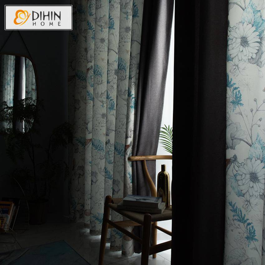 DIHIN HOME High Quality Vintage White Flowers Printed,Blackout Grommet Window Curtain for Living Room ,52x63-inch,1 Panel Roman Shades Curtains Window Blinds custom curtains blackout curtains curtains for living room sheer curtains curtain fabric linen curtains kitchen curtains velvet curtains pinch pleat curtains bay window curtains outdoor curtains pleated curtains floral curtains dining room curtains kitchen valances drapes for bedroom patio curtains nursery curtains grommet curtains