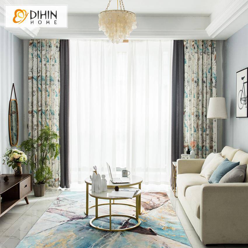 DIHIN HOME High Quality Vintage White Flowers Printed,Blackout Grommet Window Curtain for Living Room ,52x63-inch,1 Panel Roman Shades Curtains Window Blinds custom curtains blackout curtains curtains for living room sheer curtains curtain fabric linen curtains kitchen curtains velvet curtains pinch pleat curtains bay window curtains outdoor curtains pleated curtains floral curtains dining room curtains kitchen valances drapes for bedroom patio curtains nursery curtains grommet curtains