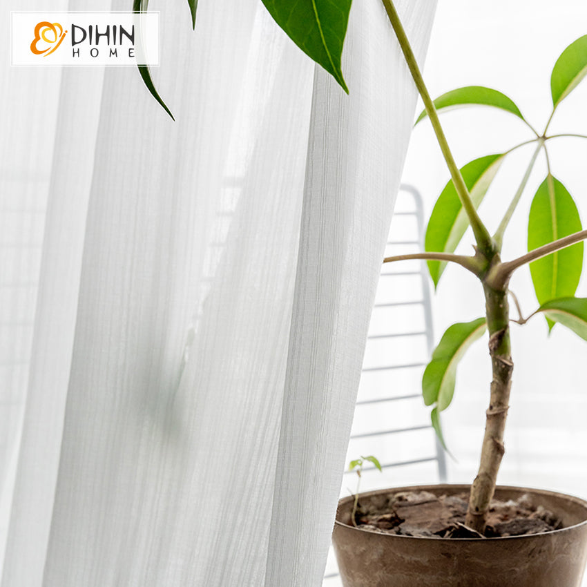 DIHIN HOME High Quality White Striped Sheer Curtain,Grommet Window Curtain for Living Room ,52x63-inch,1 Panel Roman Shades Curtains Window Blinds custom curtains blackout curtains curtains for living room sheer curtains curtain fabric linen curtains kitchen curtains velvet curtains pinch pleat curtains bay window curtains outdoor curtains pleated curtains floral curtains dining room curtains kitchen valances drapes for bedroom patio curtains nursery curtains grommet curtains