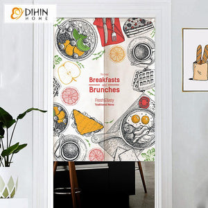 DIHIN HOME Home Breakfast Printed Japanese Noren Doorway Curtain Tapestry,Cotton Linen,Door Way Curtain Door Hanging Tapestry,33.5''Wx59''L,1 Panel Roman Shades Window Curtains Curtains Window Blinds Curtains Drapes linen drapery curtains and drapes windows drapes custom curtains blackout curtains curtains for living room window shades sheer curtains curtain fabric window treatments custom drapery