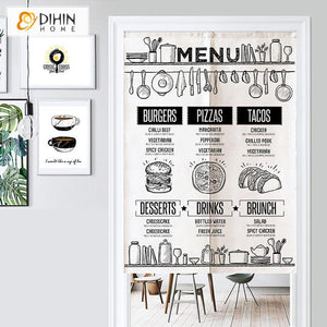 DIHIN HOME Home Cooking Printed Japanese Noren Doorway Curtain Tapestry,Cotton Linen,Door Way Curtain Door Hanging Tapestry,33.5''Wx59''L,1 Panel Roman Shades Window Curtains Curtains Window Blinds Curtains Drapes linen drapery curtains and drapes windows drapes custom curtains blackout curtains curtains for living room window shades sheer curtains curtain fabric window treatments custom drapery