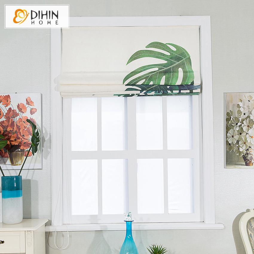 DIHIN HOME Huge Leaf Printed Roman Shades,Easy Install Washable Curtains ,Customized Window Curtain Drape, 24"W X 64" Roman Shades Curtains Window Blinds custom curtains blackout curtains curtains for living room sheer curtains curtain fabric linen curtains kitchen curtains velvet curtains pinch pleat curtains bay window curtains outdoor curtains pleated curtains floral curtains dining room curtains kitchen valances drapes for bedroom patio curtains nursery curtains grommet curtains