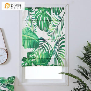 DIHIN HOME Huge Leaves Printed Roman Shades,Easy Install Washable Curtains ,Customized Window Curtain Drape, 24"W X 64" Roman Shades Curtains Window Blinds custom curtains blackout curtains curtains for living room sheer curtains curtain fabric linen curtains kitchen curtains velvet curtains pinch pleat curtains bay window curtains outdoor curtains pleated curtains floral curtains dining room curtains kitchen valances drapes for bedroom patio curtains nursery curtains grommet curtains