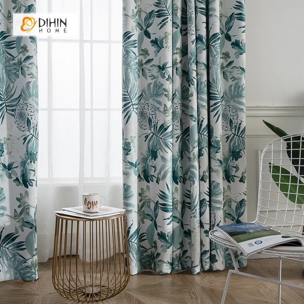 DIHIN HOME Ink And Wash Printed ,Polyester  ,Blackout Grommet Window Curtain for Living Room ,52x63-inch,1 Panel Roman Shades Curtains Window Blinds custom curtains blackout curtains curtains for living room sheer curtains curtain fabric linen curtains kitchen curtains velvet curtains pinch pleat curtains bay window curtains outdoor curtains pleated curtains floral curtains dining room curtains kitchen valances drapes for bedroom patio curtains nursery curtains grommet curtains