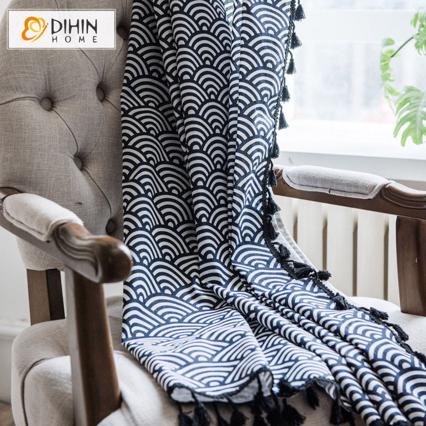 DIHIN HOME Japanese Style Fan Shape Printed,Blackout Grommet Window Curtain for Living Room ,52x63-inch,1 Panel Roman Shades Curtains Window Blinds custom curtains blackout curtains curtains for living room sheer curtains curtain fabric linen curtains kitchen curtains velvet curtains pinch pleat curtains bay window curtains outdoor curtains pleated curtains floral curtains dining room curtains kitchen valances drapes for bedroom patio curtains nursery curtains grommet curtains