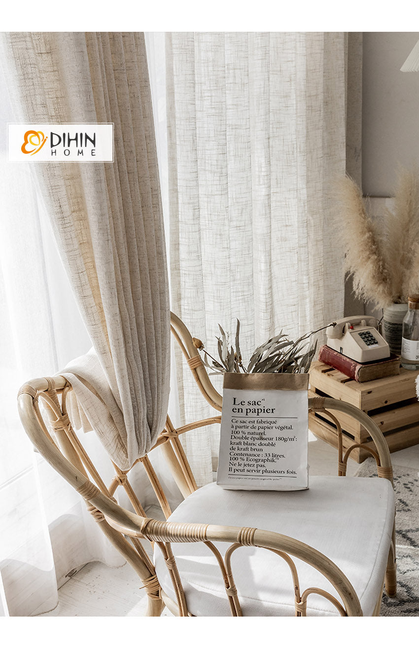 DIHIN HOME Japanese Style Linen Color Sheer Curtain, Grommet Window Curtain for Living Room ,52x63-inch,1 Panelriped Roman Shades Curtains Window Blinds custom curtains blackout curtains curtains for living room sheer curtains curtain fabric linen curtains kitchen curtains velvet curtains pinch pleat curtains bay window curtains outdoor curtains pleated curtains floral curtains dining room curtains kitchen valances drapes for bedroom patio curtains nursery curtains grommet curtains