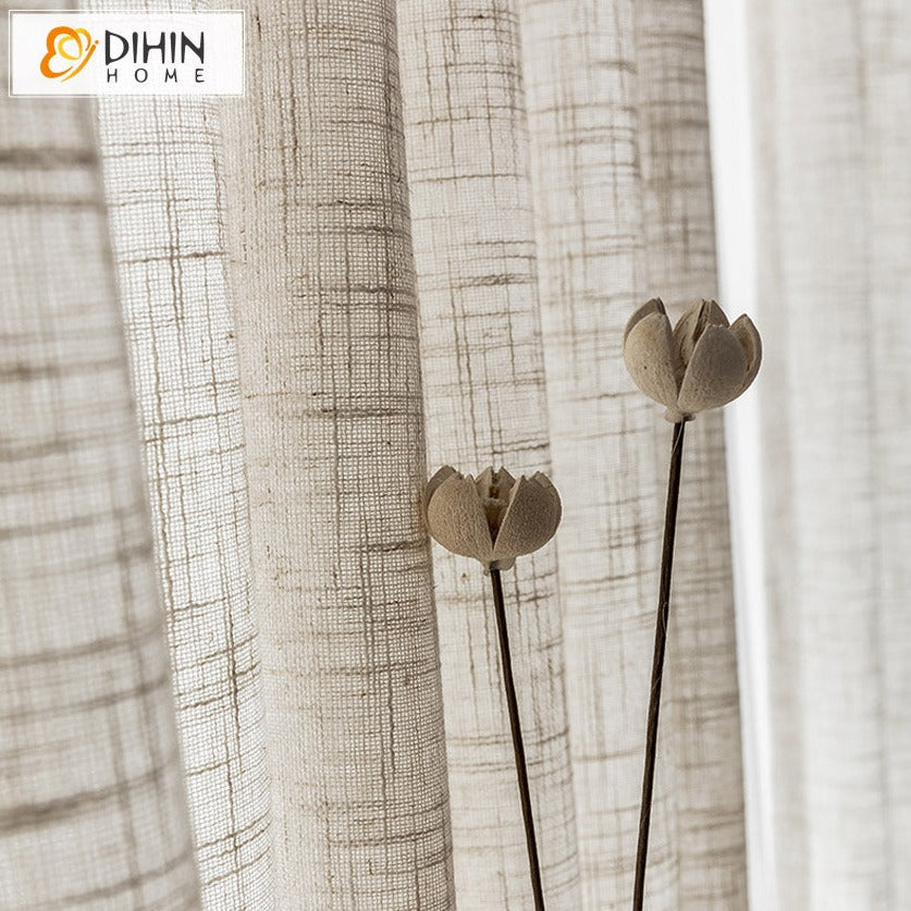 DIHIN HOME Japanese Style Linen Color Sheer Curtain, Grommet Window Curtain for Living Room ,52x63-inch,1 Panelriped Roman Shades Curtains Window Blinds custom curtains blackout curtains curtains for living room sheer curtains curtain fabric linen curtains kitchen curtains velvet curtains pinch pleat curtains bay window curtains outdoor curtains pleated curtains floral curtains dining room curtains kitchen valances drapes for bedroom patio curtains nursery curtains grommet curtains