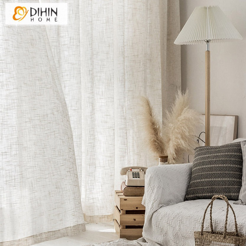 DIHIN HOME Japanese Style Linen Color Sheer Curtain, Grommet Window Curtain for Living Room ,52x63-inch,1 Panelriped Roman Shades Curtains Window Blinds custom curtains blackout curtains curtains for living room sheer curtains curtain fabric linen curtains kitchen curtains velvet curtains pinch pleat curtains bay window curtains outdoor curtains pleated curtains floral curtains dining room curtains kitchen valances drapes for bedroom patio curtains nursery curtains grommet curtains